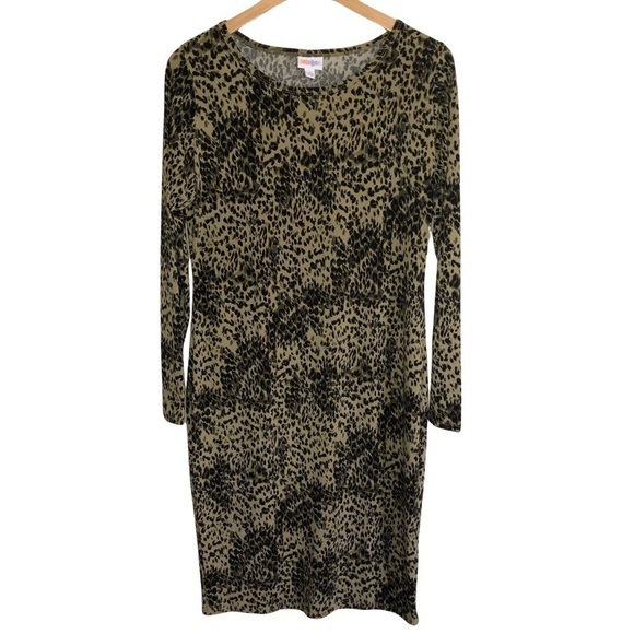 LuLaRoe Women’s Cheetah Print Midi Dress Size Large - Picture 1 of 5